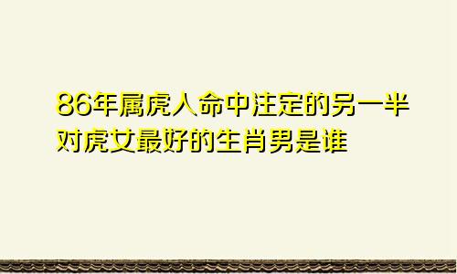 86年属虎人命中注定的另一半对虎女最好的生肖男是谁