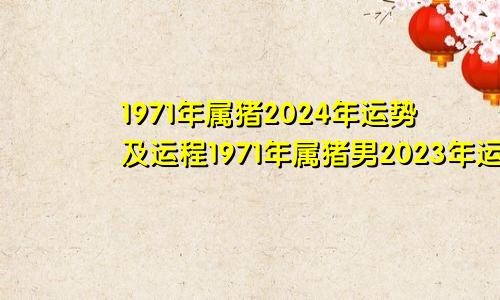 1971年属猪2024年运势及运程1971年属猪男2023年运势