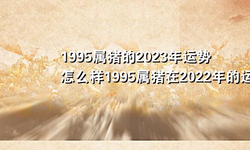 1995属猪的2023年运势怎么样1995属猪在2022年的运势