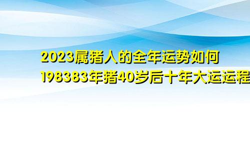 2023属猪人的全年运势如何198383年猪40岁后十年大运运程