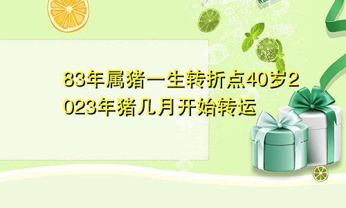 83年属猪一生转折点40岁2023年猪几月开始转运