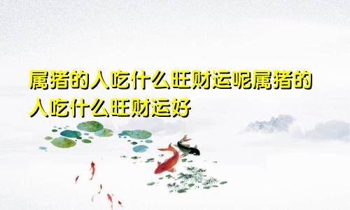 属猪的人吃什么旺财运呢属猪的人吃什么旺财运好