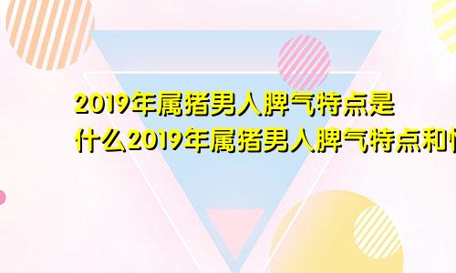 2019年属猪男人脾气特点是什么2019年属猪男人脾气特点和性格