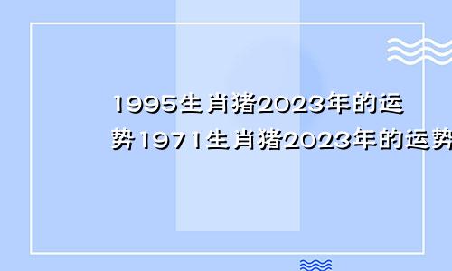 1995生肖猪2023年的运势1971生肖猪2023年的运势