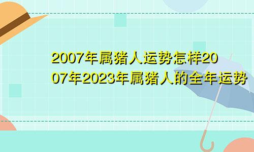 2007年属猪人运势怎样2007年2023年属猪人的全年运势