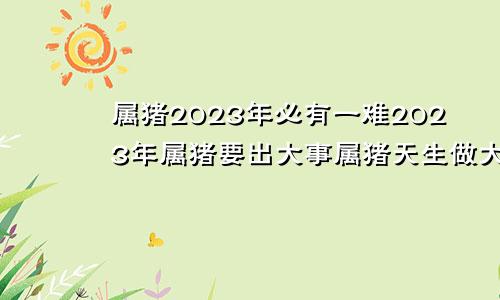 属猪2023年必有一难2023年属猪要出大事属猪天生做大官的时辰