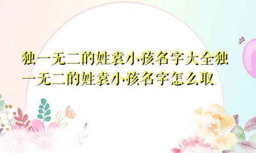 独一无二的姓袁小孩名字大全独一无二的姓袁小孩名字怎么取