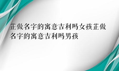 芷做名字的寓意吉利吗女孩芷做名字的寓意吉利吗男孩