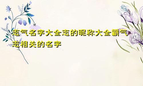 志气名字大全志的昵称大全霸气志相关的名字