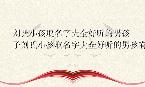 刘氏小孩取名字大全好听的男孩子刘氏小孩取名字大全好听的男孩有哪些