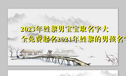 2023年姓黎男宝宝取名字大全免费起名2021年姓黎的男孩名字