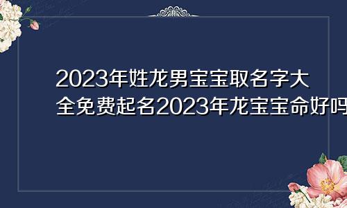 2023年姓龙男宝宝取名字大全免费起名2023年龙宝宝命好吗