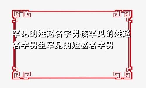 罕见的姓赵名字男孩罕见的姓赵名字男生罕见的姓赵名字男