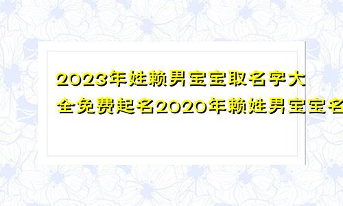 2023年姓赖男宝宝取名字大全免费起名2020年赖姓男宝宝名字