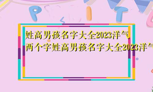 姓高男孩名字大全2023洋气两个字姓高男孩名字大全2023洋气