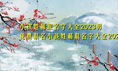 小孩姓郝取名字大全2023男免费取名小孩姓郝取名字大全2023男免费起名