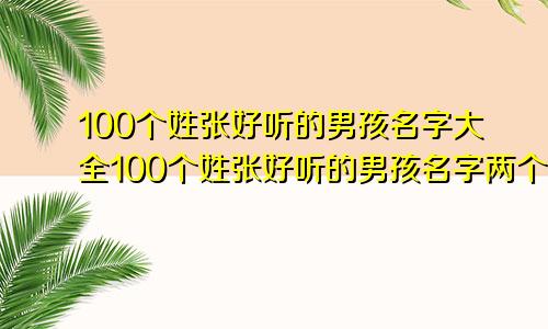 100个姓张好听的男孩名字大全100个姓张好听的男孩名字两个字