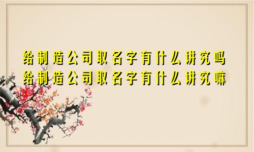 给制造公司取名字有什么讲究吗给制造公司取名字有什么讲究嘛