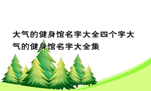 大气的健身馆名字大全四个字大气的健身馆名字大全集