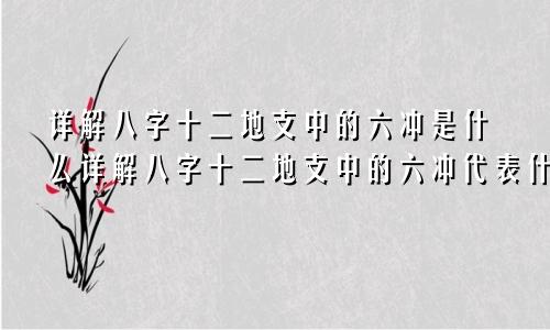 详解八字十二地支中的六冲是什么详解八字十二地支中的六冲代表什么