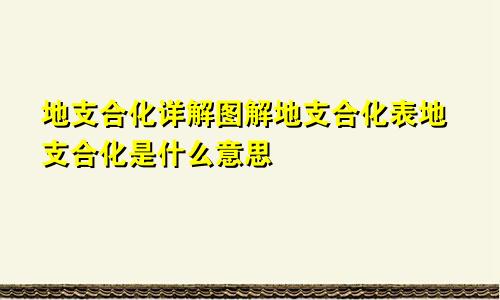 地支合化详解图解地支合化表地支合化是什么意思