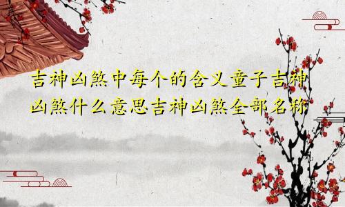 吉神凶煞中每个的含义童子吉神凶煞什么意思吉神凶煞全部名称