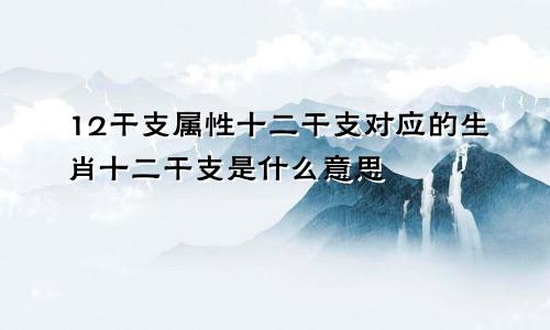 12干支属性十二干支对应的生肖十二干支是什么意思