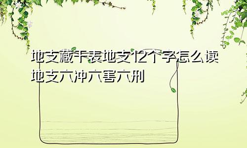 地支藏干表地支12个字怎么读地支六冲六害六刑