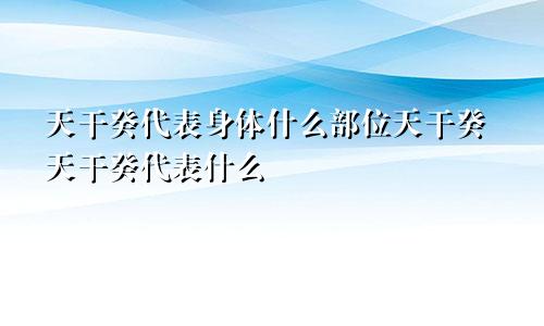 天干癸代表身体什么部位天干癸天干癸代表什么