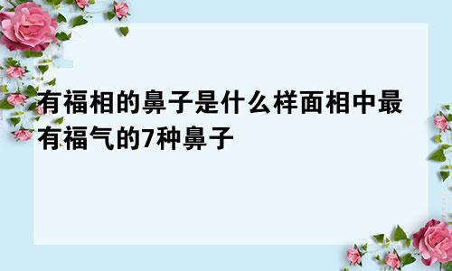 有福相的鼻子是什么样面相中最有福气的7种鼻子