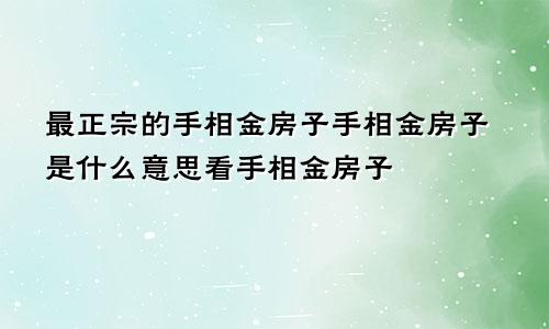 最正宗的手相金房子手相金房子是什么意思看手相金房子