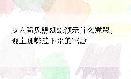 女人看见黑蜘蛛预示什么意思，晚上蜘蛛挂下来的寓意