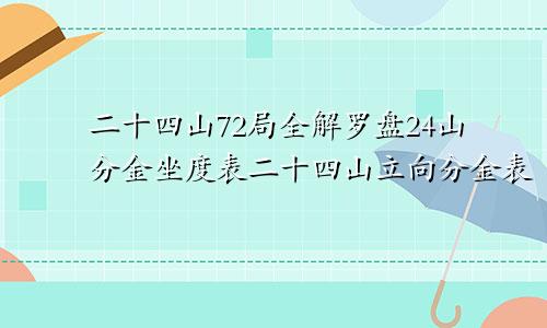 二十四山72局全解罗盘24山分金坐度表二十四山立向分金表