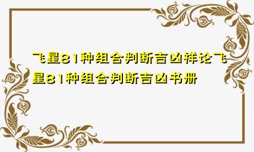 飞星81种组合判断吉凶祥论飞星81种组合判断吉凶书册