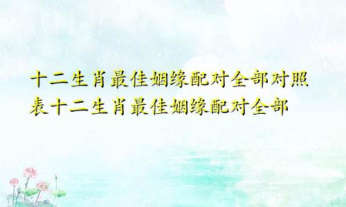 十二生肖最佳姻缘配对全部对照表十二生肖最佳姻缘配对全部