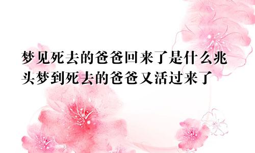 梦见死去的爸爸回来了是什么兆头梦到死去的爸爸又活过来了