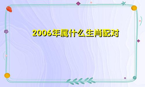 2006年属什么生肖配对