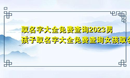 取名字大全免费查询2023男孩子取名字大全免费查询女孩取名字大全免费查询女孩