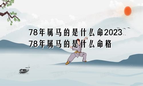 78年属马的是什么命202378年属马的是什么命格