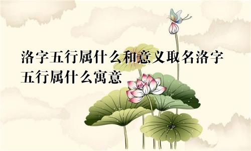 洛字五行属什么和意义取名洛字五行属什么寓意