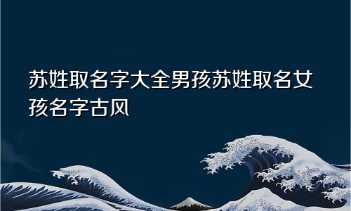 苏姓取名字大全男孩苏姓取名女孩名字古风