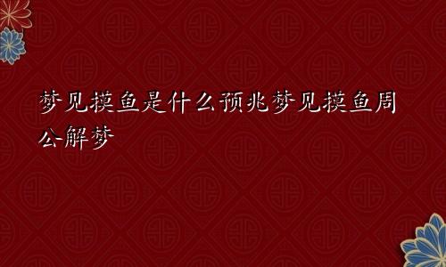 梦见摸鱼是什么预兆梦见摸鱼周公解梦