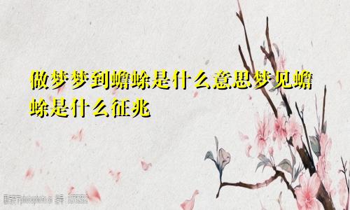 做梦梦到蟾蜍是什么意思梦见蟾蜍是什么征兆