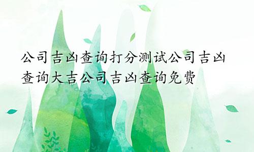 公司吉凶查询打分测试公司吉凶查询大吉公司吉凶查询免费