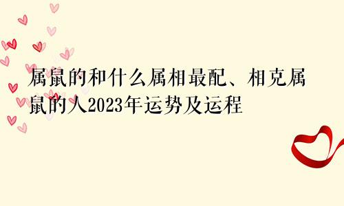 属鼠的和什么属相最配、相克属鼠的人2023年运势及运程