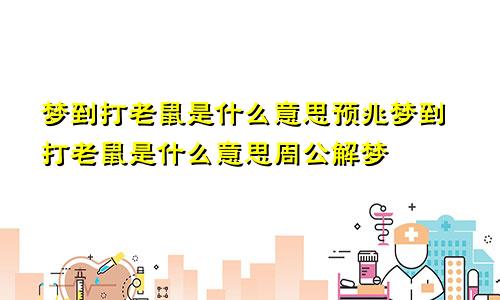 梦到打老鼠是什么意思预兆梦到打老鼠是什么意思周公解梦