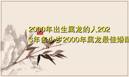 2000年出生属龙的人2023年多少岁2000年属龙最佳婚配