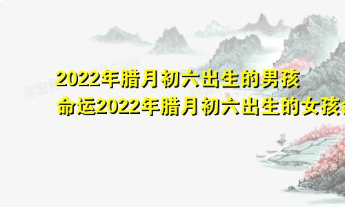 2022年腊月初六出生的男孩命运2022年腊月初六出生的女孩命运