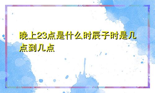 晚上23点是什么时辰子时是几点到几点