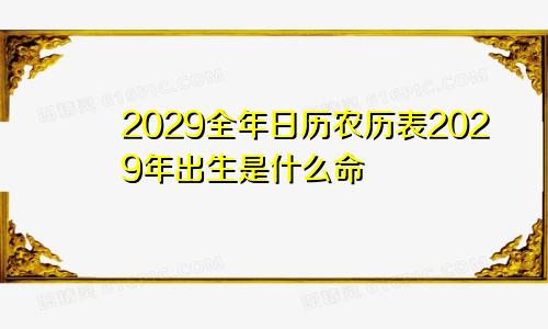 2029全年日历农历表2029年出生是什么命